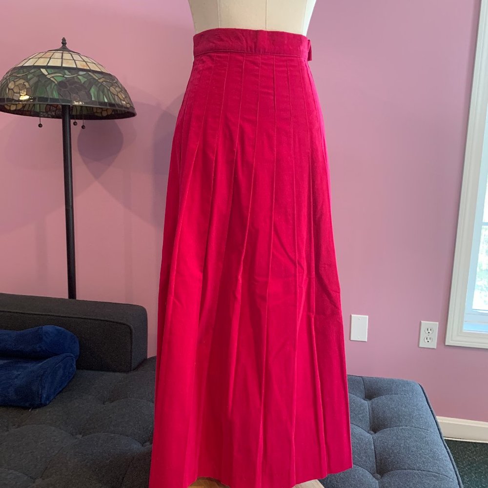 Vintage Laura Ashley hot pink needlecord pleated skirt